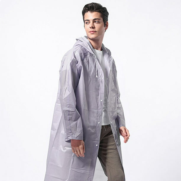 Men Women Unisex Raincoat Transparent Waterproof Hooded Cover Clear Rainwear New
